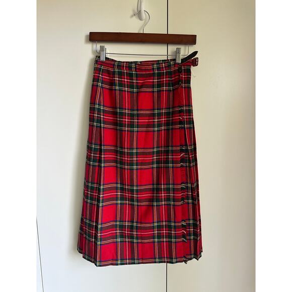 Vintage Tartan Plaid Wool Blend Wrap Skirt Size W26 School Girl Academia Fall - Picture 11 of 11